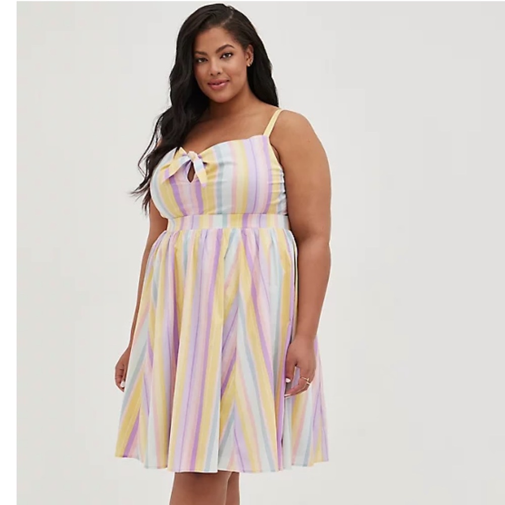Torrid Mini Poplin Tie-Front Skater Dress